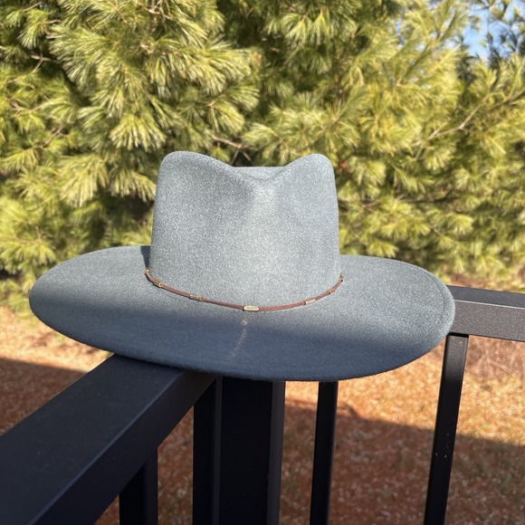 Macchia Di Ruggine Wool Panama Hat Suede Tie Band Gray Blue Adjustable Size - Picture 4 of 8